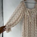 Free People  Cream & Pink Geometric Patterned‎ Chiffon Balloon Sleeves Mini Dress Photo 2