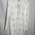 Blue Island  Sheer Long Sleeve Crochet Swimsuit Cover up L Photo 0