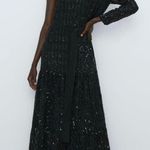 ZARA black sequin asymmetrical maxi formal evening dress size XL Photo 1
