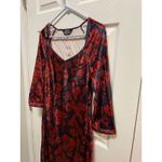 J. Peterman Bias Cut Velvet Dress Floral Maxi Dress Ruffle Hem Party Cocktail 8 Red Photo 2