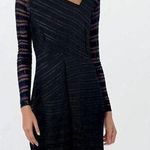 Reiss  Black Striped Long Sleeve Sheath Dress Photo 0