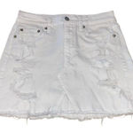 American Eagle  Outfitters Womens Distressed Stretch Mini Denim Skirt‎ White Sz 2 Photo 0