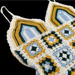 Retro Green & White Crochet Cover Up Mini Dress Multiple Photo 6