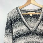 Michael Kors MICHAEL Black & White Stripe V-Neck Knit Pullover Sweater L Photo 2