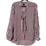 Cotton Express  womens size 1X long sleeve striped sheer maroon ivory blouse NWT Photo 7