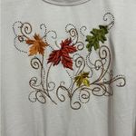 🍂 Cozy Fall Multicolor Leaf Embroidered Sweatshirt with Bead Embellishments 🍁 L White Size L Photo 10