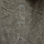 Coldwater Creek Suede Leather Jacket Size 2X Eyelet Ruffle Neck Y2K Boho Green Photo 3