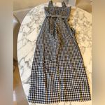 Quince NWT European Linen Square Neck Jumpsuit 100% Linen Black Gingham Sz S Photo 4