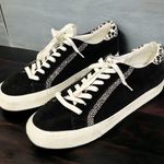 Madewell  Size 10 Black Sidewalk Low Top Sneaker Leather Real Fur Animal Photo 0