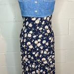 dress denim floral skirt blue white yellow y2k Size 4 Photo 0