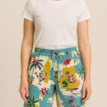 NWT True Destinations Tropical Print Palazzo Pants Wide Leg Beachy Resort Small Blue Photo 0