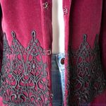 Maggy London Maggy London 100% cotton embossment burgundy velvet blazer jacket, size 10 Photo 9