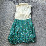 Reverse  Tie Front Button Down Sleeveless Floral Dress Cream Green Medium Photo 5