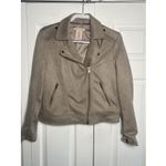 Philosophy  Women M Taupe Faux Suede Leather Asymmetric Zip Moto Jacket Photo 1