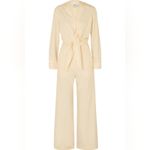 Nanushka Tanya Jumpsuit Size Small Long Sleeve Cut Out Tie Front Cream Photo 7