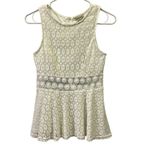 Haute Monde  Lace Overlay Peplum Sleeveless Top Cutout Midriff Zip Back Medium Photo 9