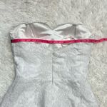 Strapless Mini Wedding Homecoming Prom Formal Dress Floral Lace No Label XS White Photo 14