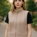 Joie NWOT  Chunky Cable Knit Zip-Up Sweater Vest in Taupe
Beige Photo 0