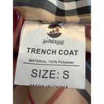 Saphirose Black Hooded Trench Coat Drawstring Waist Plaid Lined Size S Photo 5