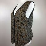 Vintage HG NY Vest Beaded Medallion Print Button Down‎ Black Gold Womens Size M Photo 9