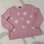Talbots  Fleece Pink Heather Snowflake Crewneck Sweatshirt Women’s Large Petite Photo 0