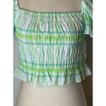 ZARA  Green And White Plaid Square Neck‎ Puff Sleeve Smocked Cropped Top Size XS Photo 4