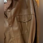 ZARA Faux Leather Belted Shirt Shacket Overshirt Dress in Cognac Brown Size XS Photo 11