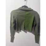 BDG Green Ribbed Cropped Pullover Sweater Snap Collar Raw Hem Size S Photo 7