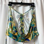 SheIn Green & Yellow Summer Strappy Halter Neck Crop Tank Top Size Medium Photo 4