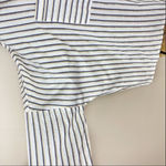 EXPRESS  The Boxy Shirt Striped Button Front Shirt Blue White Gold Small Photo 4