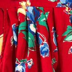Vintage Floral Fit Flair MIDI Skirt Sz 12 Pockets Red White Blue 90s Spring Photo 7