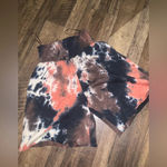 Blanc  clothing tie-dye high waisted boyfriend shorts black orange boho athletic Photo 1