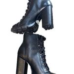 ZARA Schutz  Lace-Up Black Leather Combat Boots Photo 3