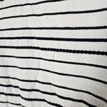 Talbots  Top Crewneck Blouse Tie Front 3/4 Sleeve Striped White Black Texture Photo 5