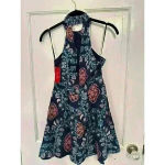 Tigerlily  Navy‎ Boho Print Halter Silk Dress size 2 NWT Photo 1