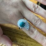 Natural Chrysocolla Sterling Silver Seashell Ring Size 9 Photo 3