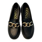 Ccocci Women’s 9 Sutton Loafers Black Chunky Gold Chain Accent Lug Academia Photo 3