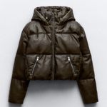 ZARA  Faux Leather Cropped Puffer Anorak Jacket Puffer Photo 0
