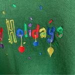 Vintage Christmas Sweatshirt Embroidered Holiday Ugly Sweater Unisex Large Green Photo 4