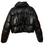 ZARA  Black Faux Leather Puffer Jacket  XL Cropped Mock Neck Gorpcore Streetwear Photo 3
