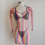Leg Avenue Striped rainbow multicolor fishnet dress Photo 1