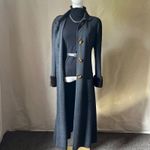 Vintage Fathi Due Paris Pure Cashmere Coatigan S/M Gray Fur Cuff Long Maxi Coat Photo 11