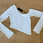 Threetimes Tee One Shoulder Button Front Size S White Photo 0