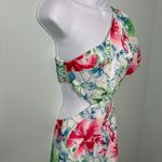 Hello Molly Where Wildflowers Bloom Red Green Floral One Shoulder Maxi Dress XS Photo 1