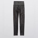 Aerie OFFLINE  High Waisted Legging Metallic Black Liquid Faux Leather Crackle Photo 1