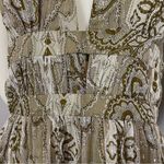 ABS Allen Schwartz A.B.S. Allen Schwartz Silk Dress Halter Deep V-Neck Cut-Out Metallic Thread Sz 8 Photo 4