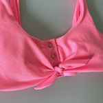 Ribbed Crop Bikini Top Swimsuit with Front Tie Hot Pink / Size XS Photo 2