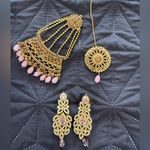 Indian Pakistani Gold and Pink Jewelry Set Photo 0