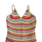 Francesca’s Alethea Multicolor Stripe Crochet Boho Mini Dress Cover Up Medium Pink Photo 2