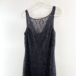 Vintage JS Collections Metallic Fringe Hem Lace Maxi Slip Dress Black 12 Size 8 Photo 6